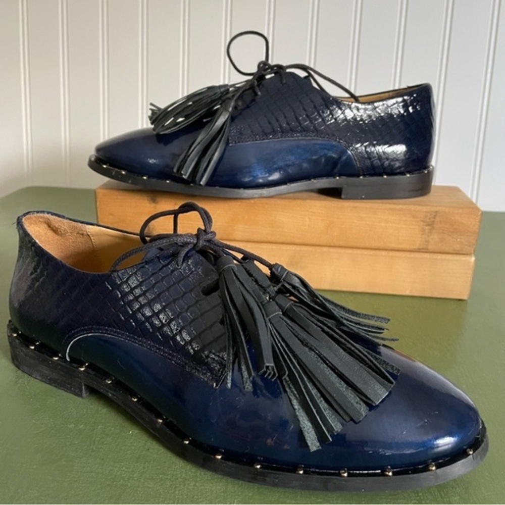 Navy And Black embossed Brogues